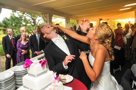 Bride and Groom Feed Cake